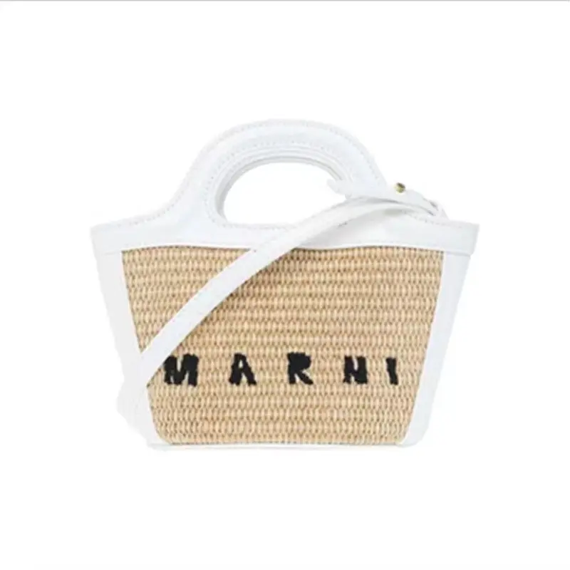 

Marni grass woven bag, portable vegetable basket bag, woven beach bag, crossbody bag, handbag, women's bag