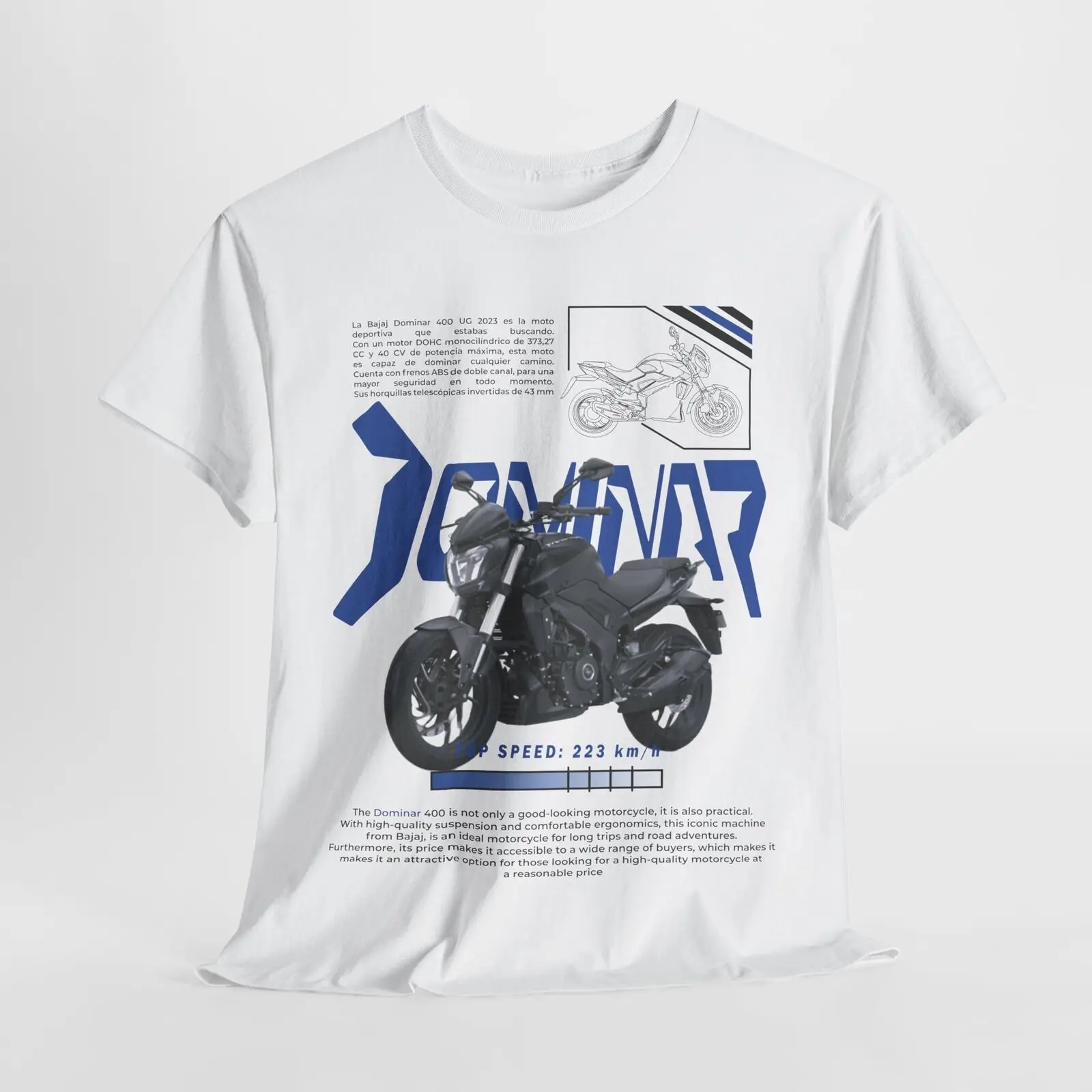 Стильная мужская футболка Dominar 400 жирный мотоциклетный дизайн для энтузиастов