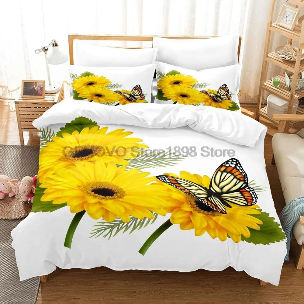 

Комплект постельного белья 3d с хризантемой, с цветочным рисунком, пододеяльник, одеяло, постельное белье, двойная, королева, Кинг, один разме...