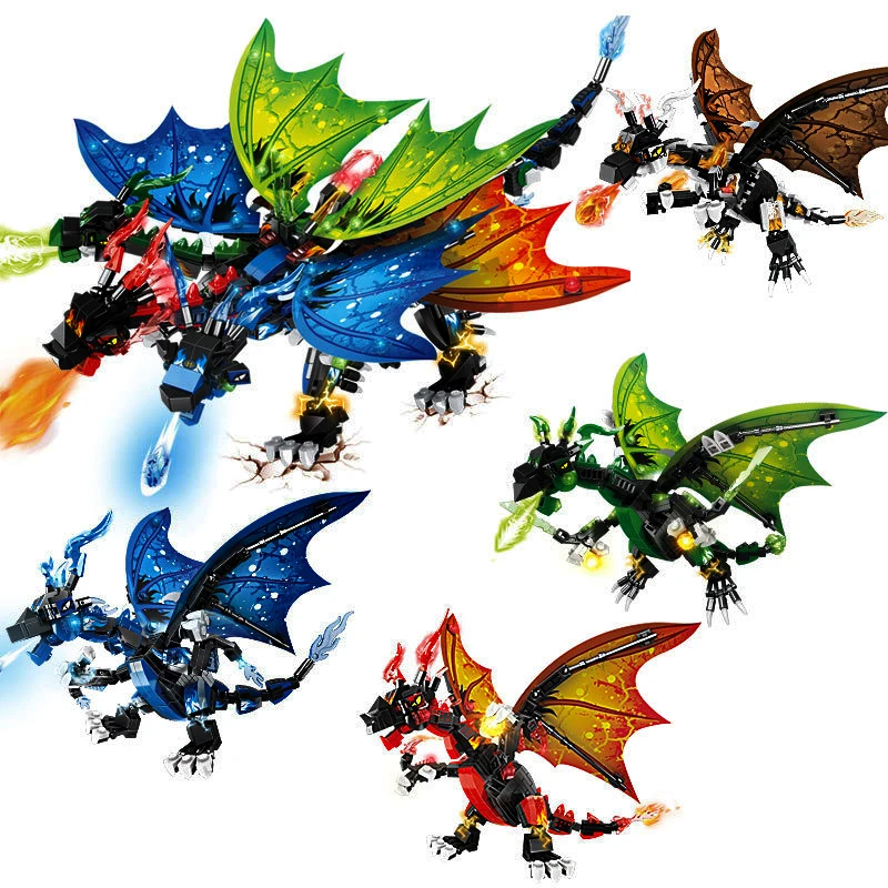 

4 Sets Dragon Figures Knight Model Ninja Building Blocks Kit Bricks Classic Movie Kids Toys Boys For Children Gift
