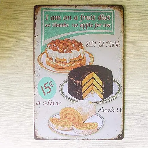 

Ретро Стиль Премиум я на фруктовой диете жестяной знак, металлический знак рекламы, знак торта, знак ресторана, кухонный знак
