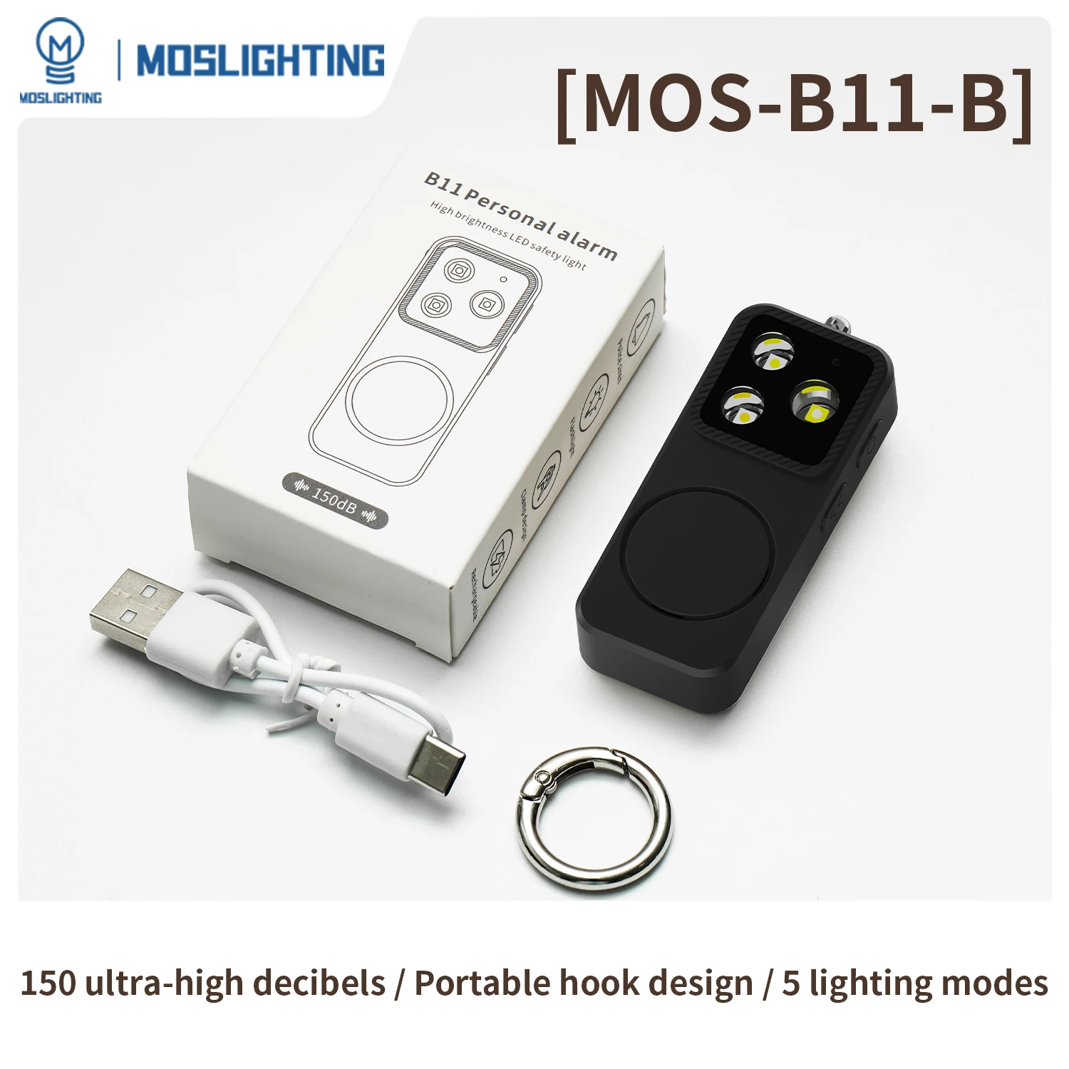 

Мини-фонарик MOSLIGHTING С USB-зарядкой, Сигнальной Лампой SOS, Звуковой Сигнализацией 150 дБ, Защитой От Волков