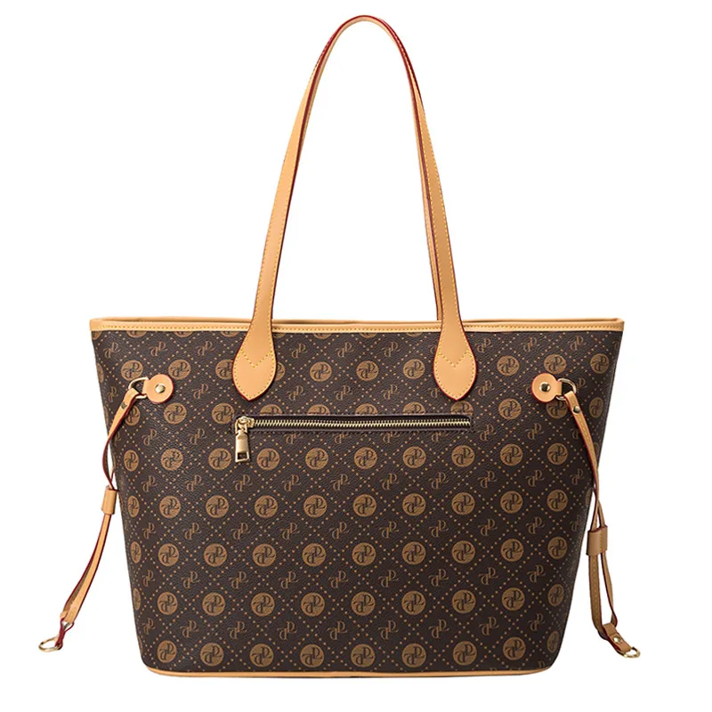 Luxury Flower Design PVC Leather Women's Composite Bag Large Capacity Coffee Female Diamond Lattice Floral Shopping Handbag