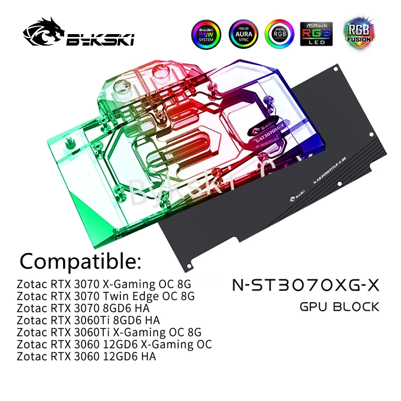 Bykski N-ST3070XG-X,RGB GPU Water Block For ZOTAC Geforce RTX 3070 X GAMING...
