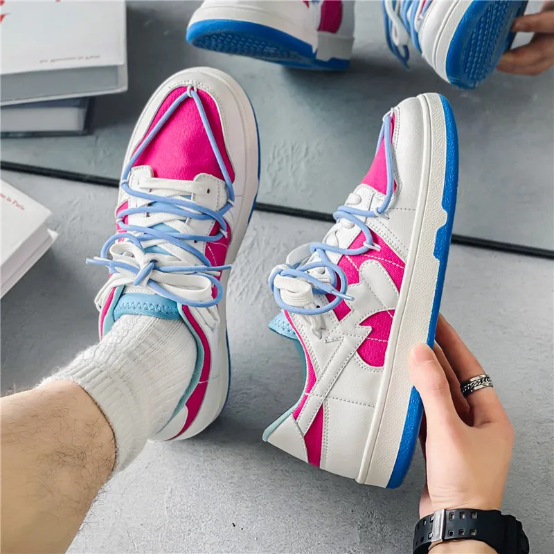 Autumn New Trend Pink Colorful Mens Skate Shoes Trainers Outdoor Hip Hop Low Designer Shoes Men Sneakers Skateboard Baskets 2022