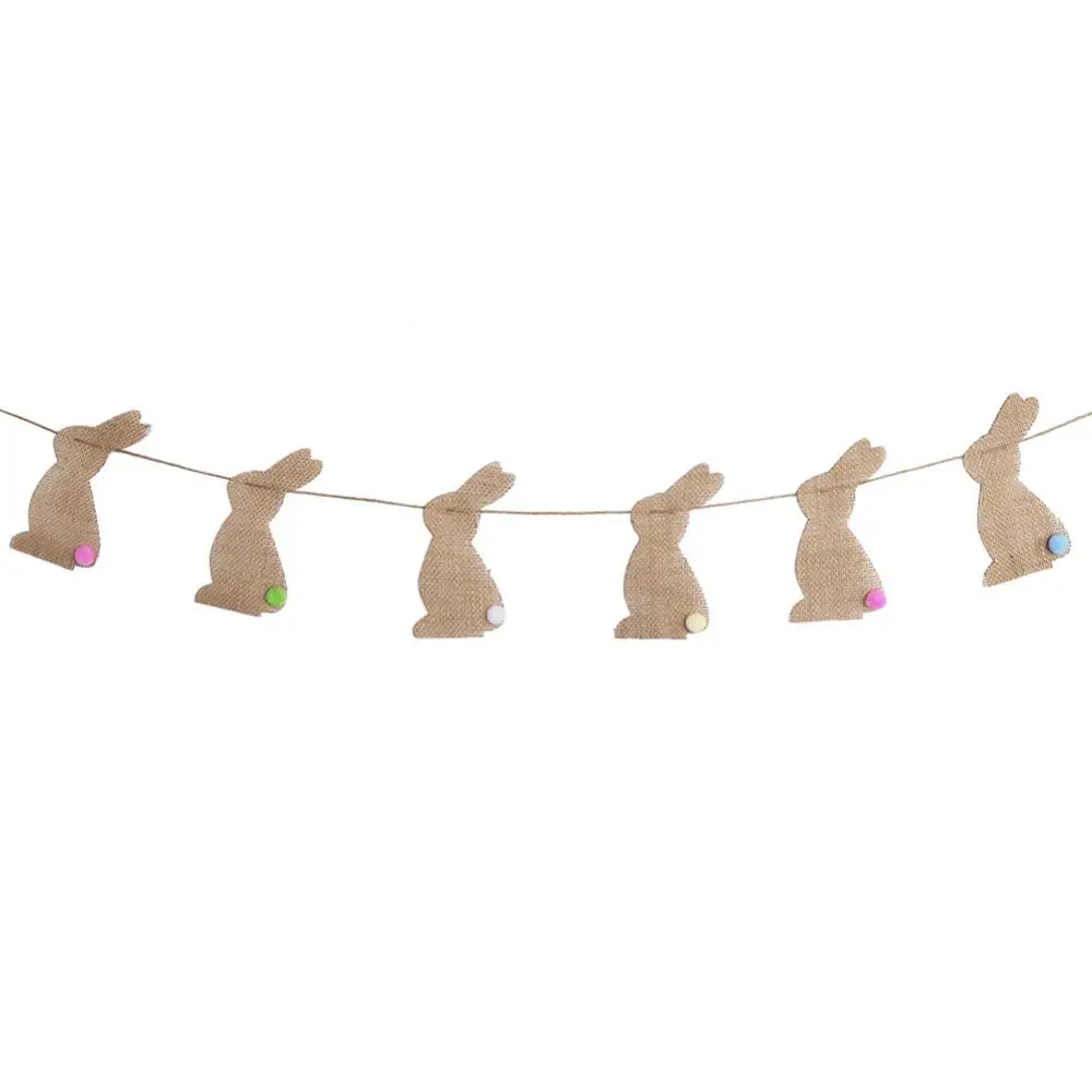 Декоративная гирлянда из джутового кролика в стиле Пасхи