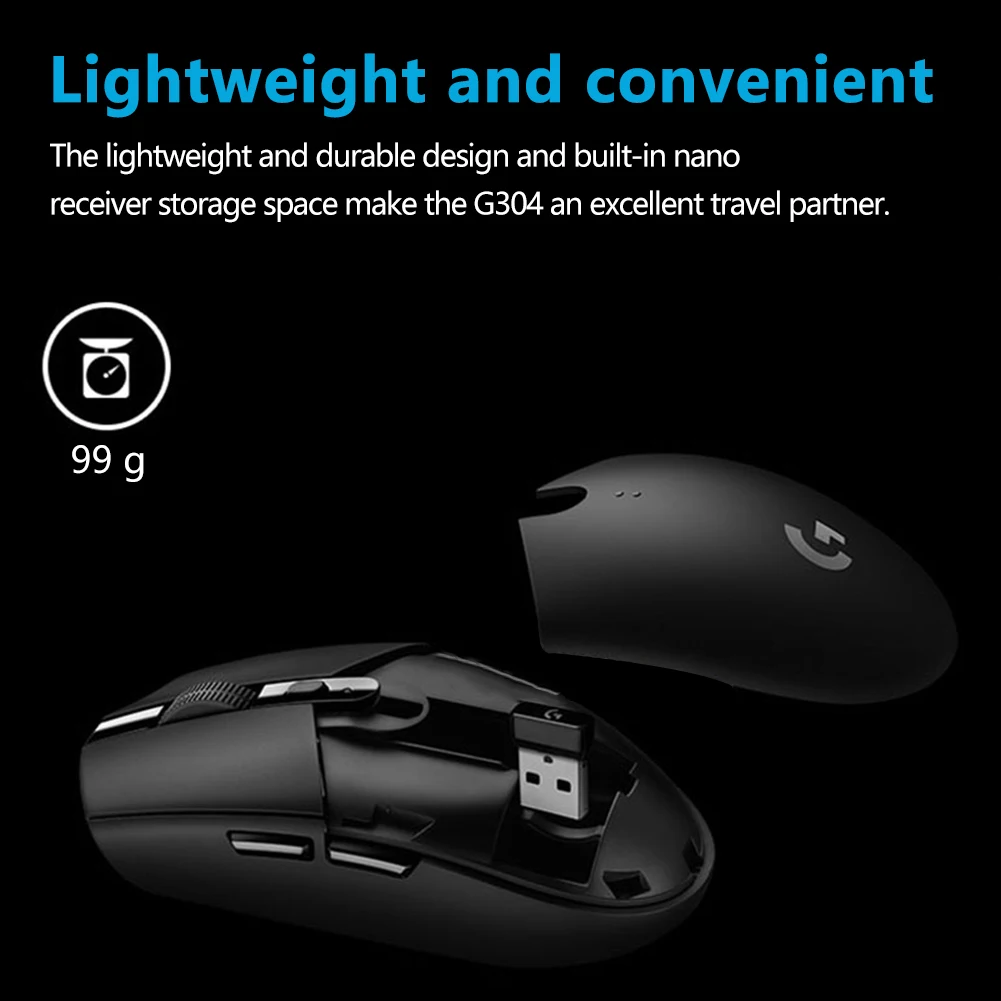 

Мышь Logitech G304 беспроводная, 2,4 ГГц, 200-12000dpi, 6 программируемых клавиш