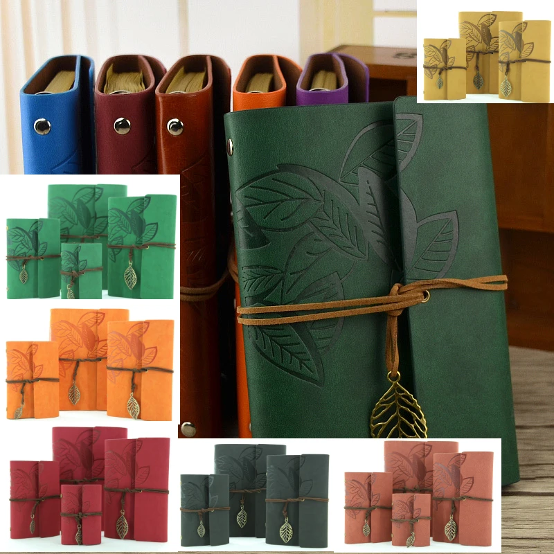 

Leather Notepad Retro Pendant This Book Leaf Pattern with Note Kraft Paper Ledger Gift Manual One Leaf Zhiqiu