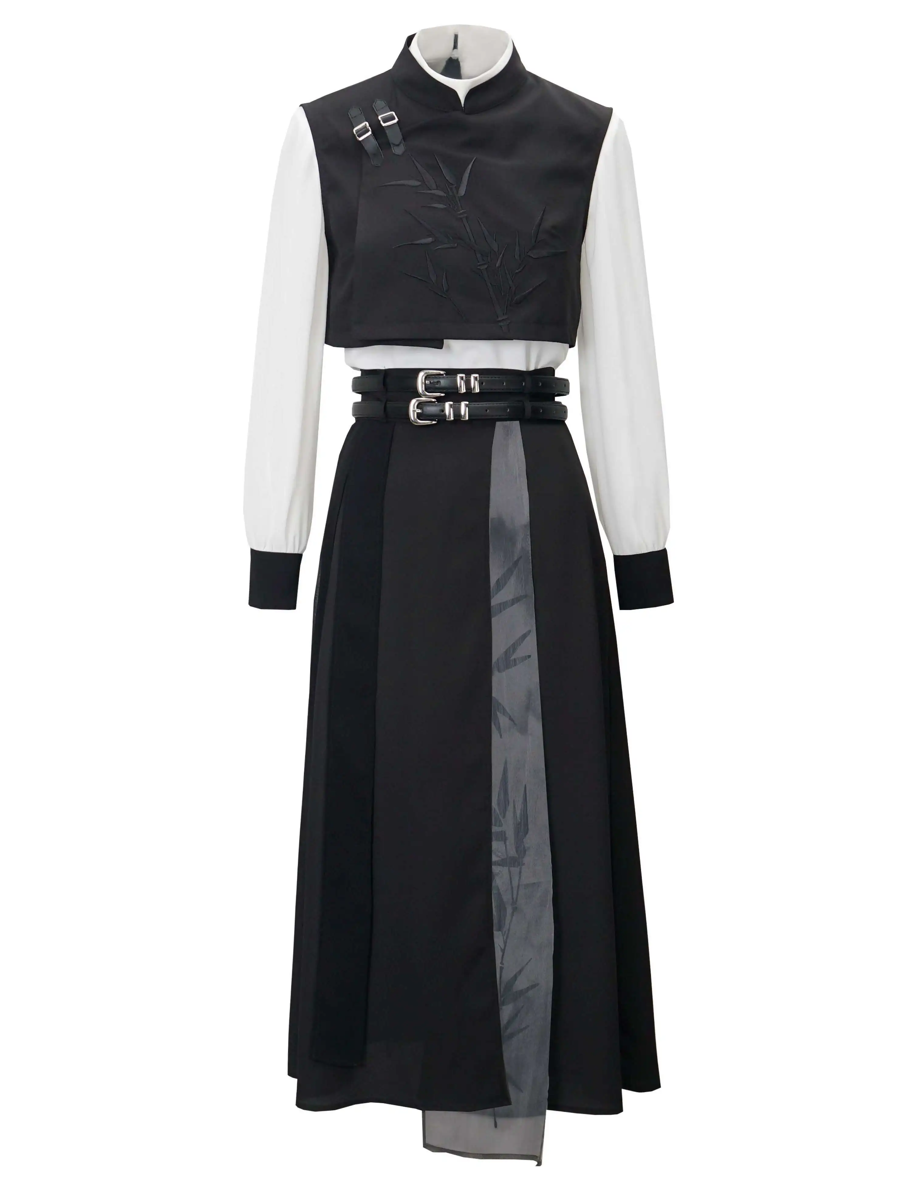 Новый Приталенный жилет с бамбуковым принтом в китайском стиле белая рубашка