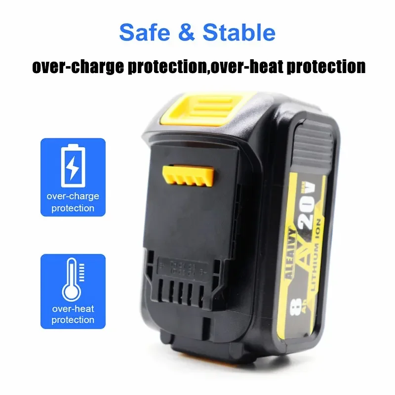 Фото Оригинальный литиевый сменный аккумулятор DCB200 20 в 8000 мАч для Dewalt 18 в DCB184 DCB200 DCB182 DCB180 DCB181 DCB182 DCB201 DCB206 №2