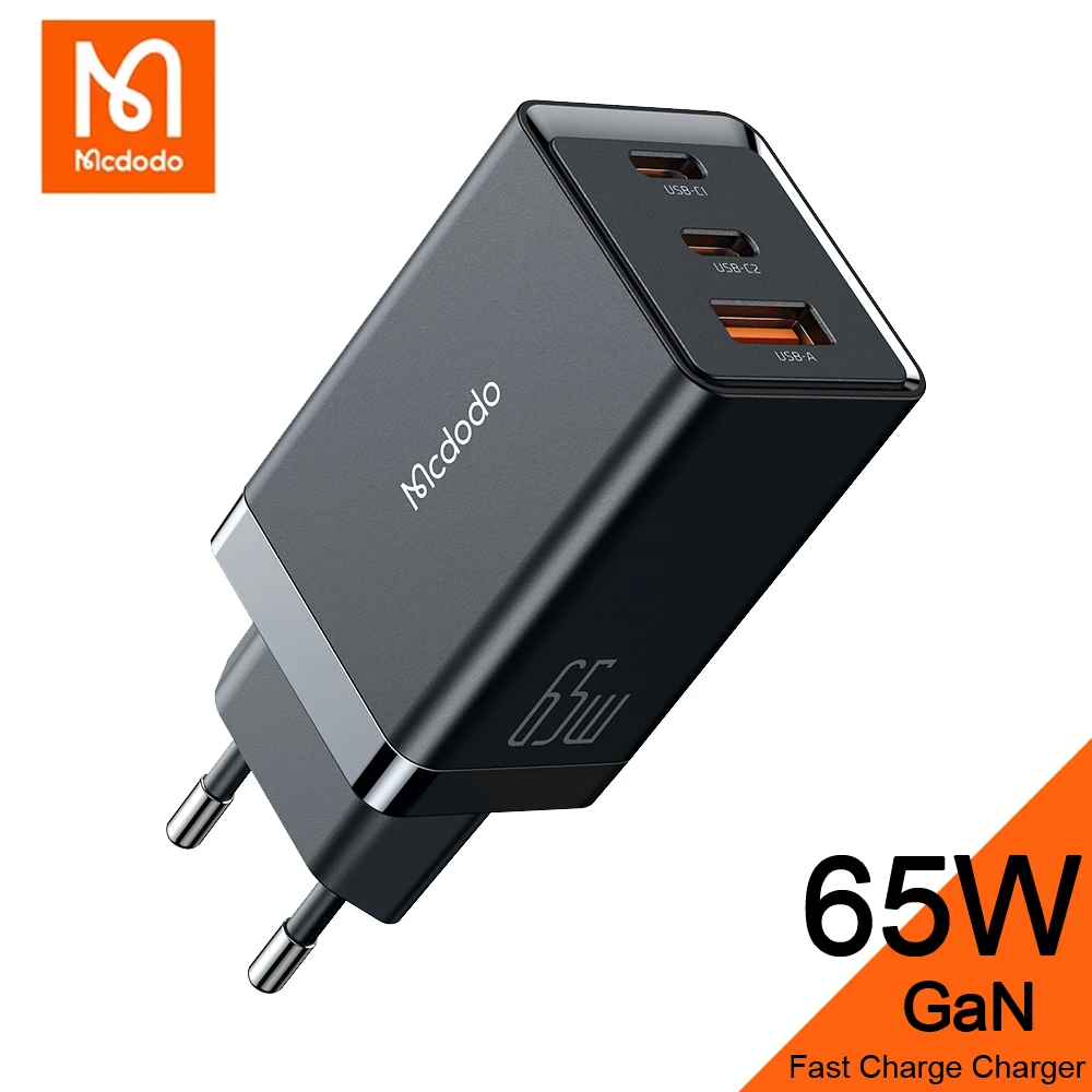 

Mcdodo GaN 65W Fast Charger USB Type C Ports Portable Charge EU UK US Plug QC PD Quick Charger For iPhone Xiaomi Macbook Laptop