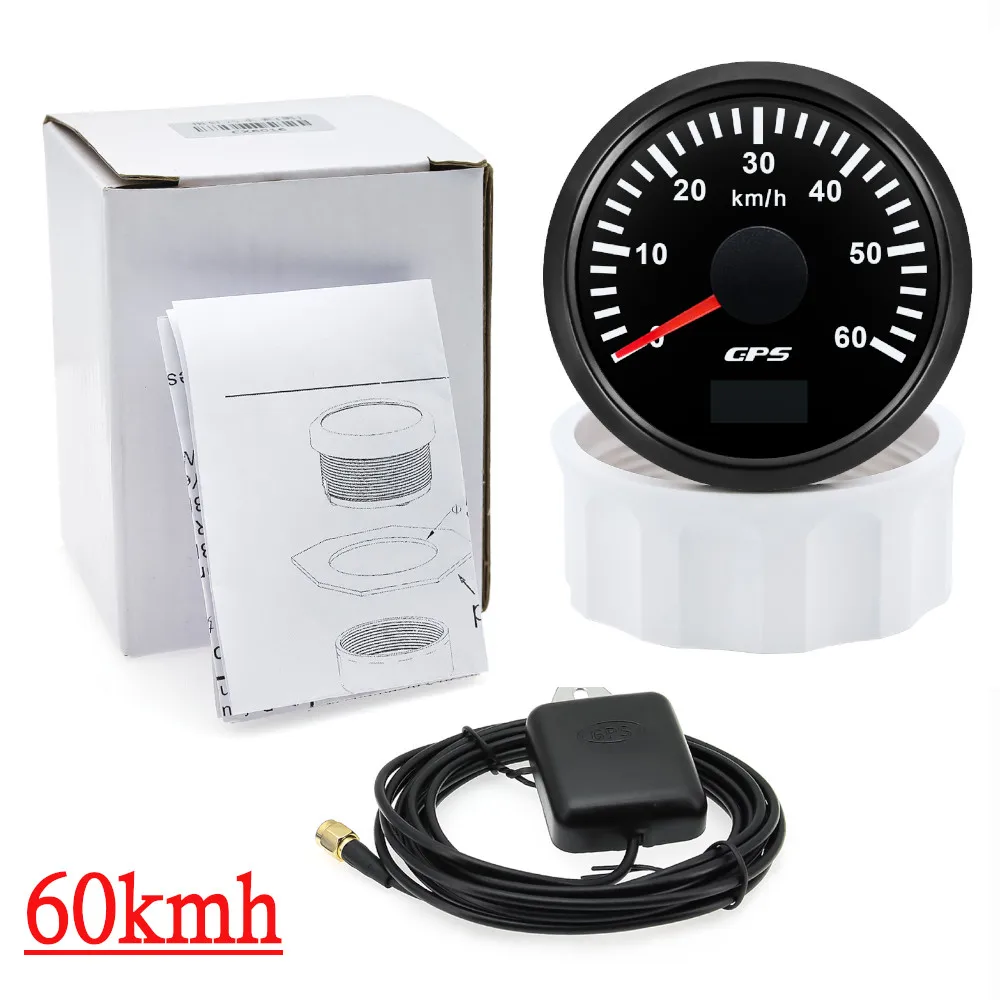 

HD 52 мм GPS спидометр 30/60/80/120/200 км/ч Лодка Авто Грузовик Измеритель скорости 7-цветная подсветка с GPS-антенной 9-32 В