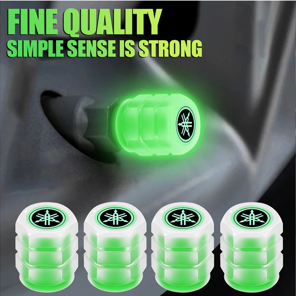 

4Pcs/Set Luminous Auto Wheel Dust Covers Valve Stems Tire Valve Caps Decoration For YAMAHA Nmax Tmax Xmax R1 R3 R6 Tracer 900