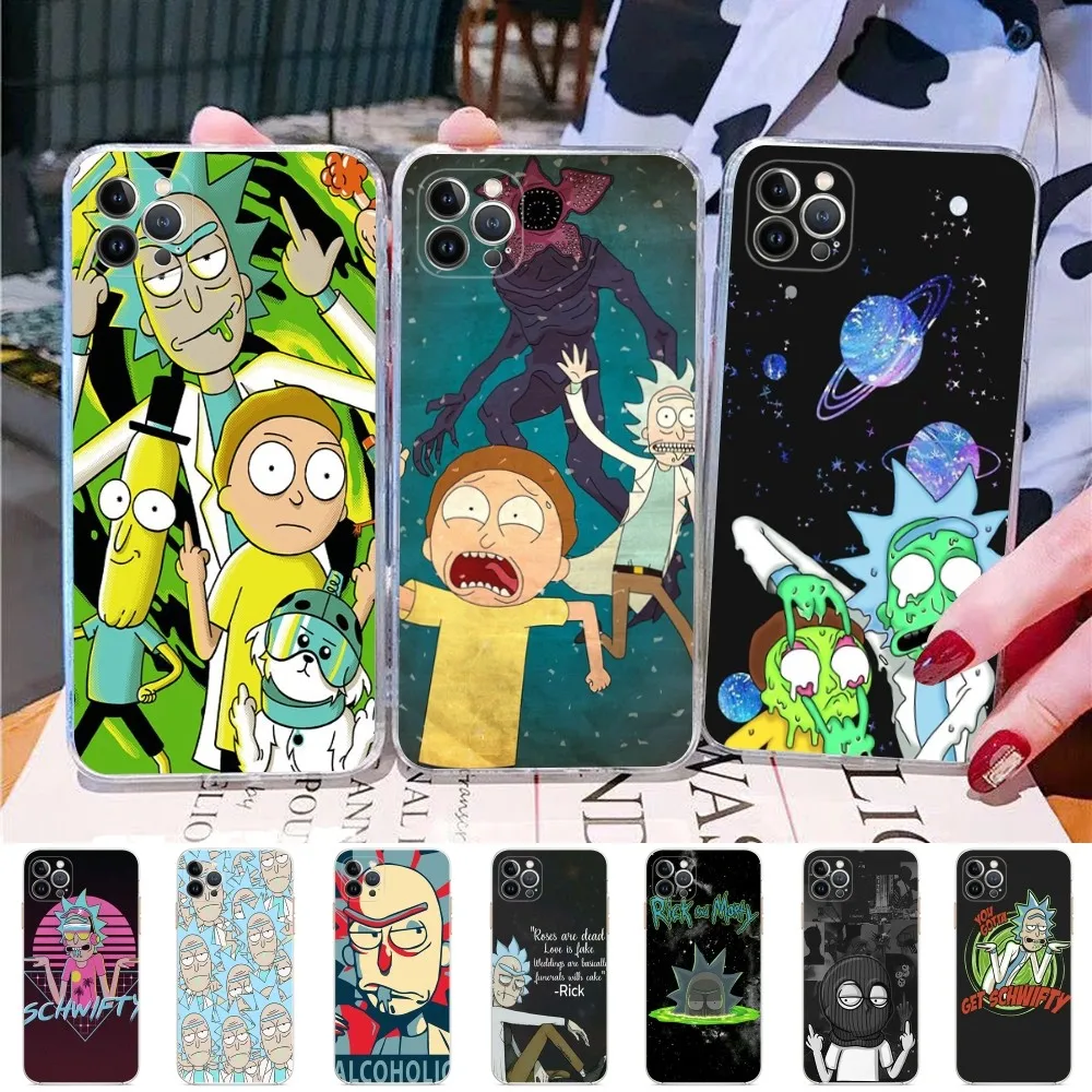 

Cute R-Ricks-Cartoon Phone Case For iPhone 14 11 12 13 Mini Pro XS Max Cover 6 7 8 Plus X XR SE 2020 Funda Shell