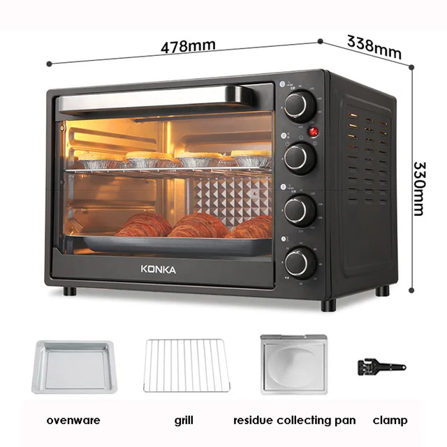 220V 40L Electric Oven Multifunctional Big Capacity Pizza Bread Toaster Barbecue Cake Baking Oven Breakfast Machine Four Layers 3