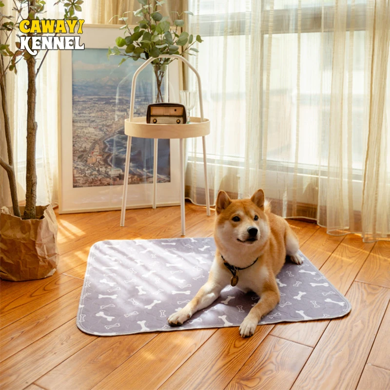 

CAWAYI KENNEL Reusable Pet Urine Pad Washable Dog Cat Diaper Mat 3 Layer Absorbent Dogs Diapers Pads Bone Paw for Sofa Bed Floor