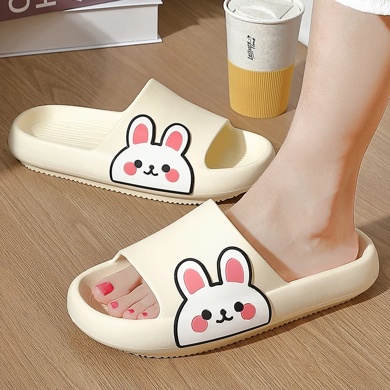 Шлепанцы женские домашние с мультяшным рисунком Эва сланцы симпатичный кролик