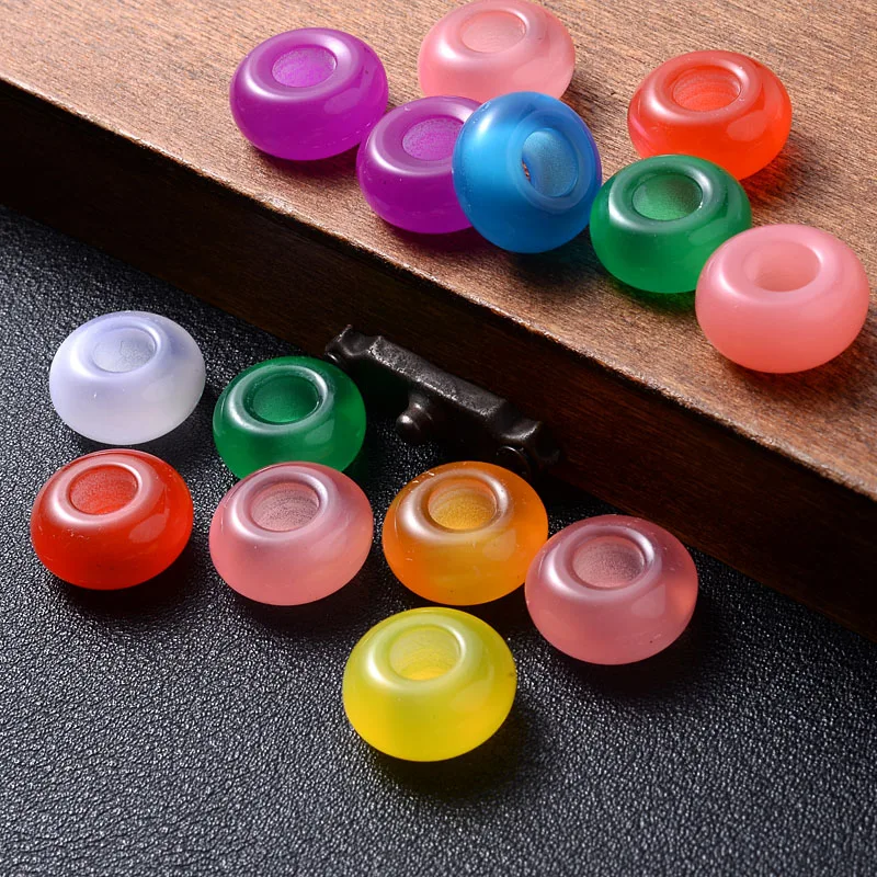 Круглые плоские бусины из смолы с большими отверстиями россыпью насыпью для