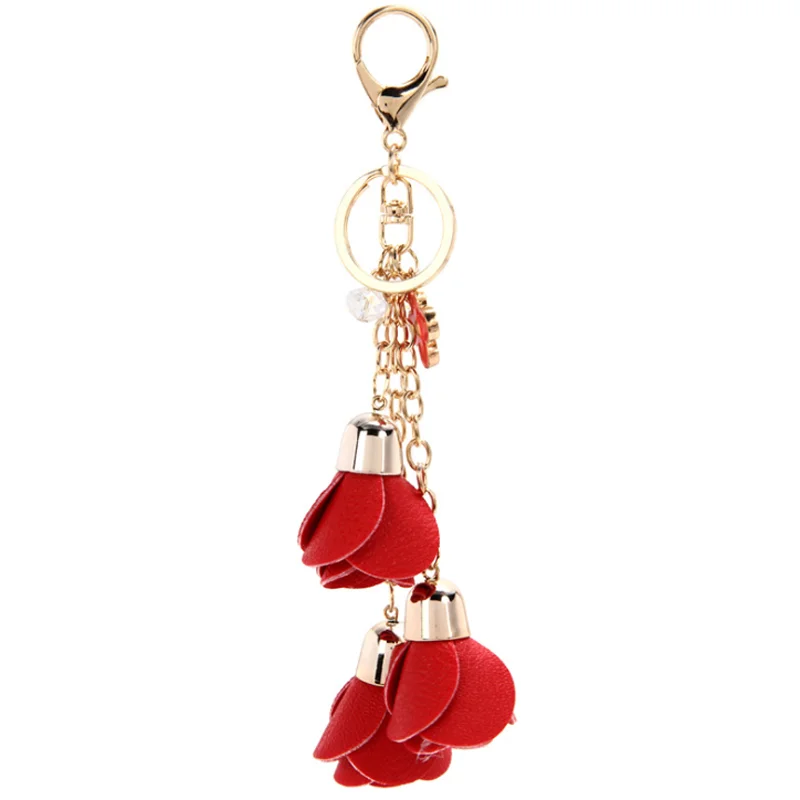 

New Rose Flower Key Chain Key Ring for Women Bag Trinket Accessory Key Ring Holder Jewelry EH880