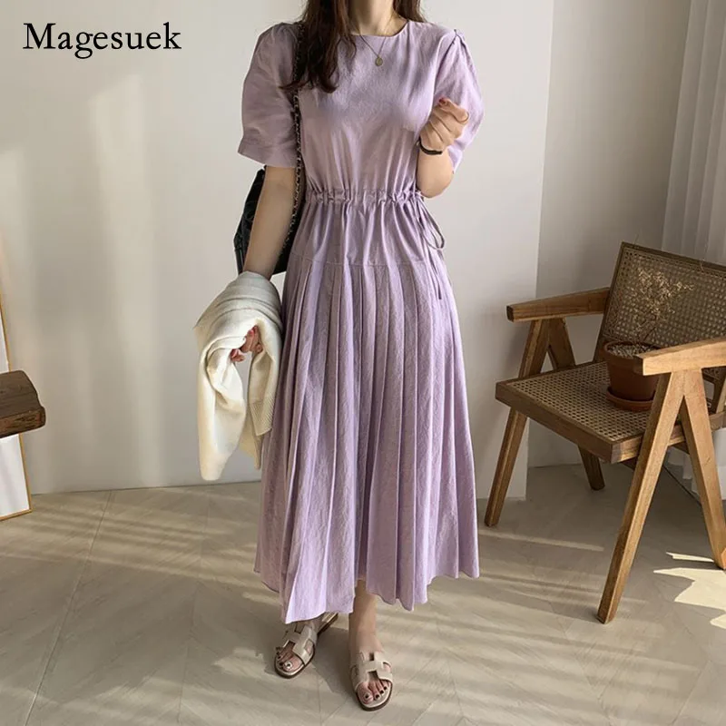 

Корейский Chic летнее платье для женщин 2021 плиссированные Пышное Платье с коротким рукавом платье для женщин элегантные вечерние с эластично...