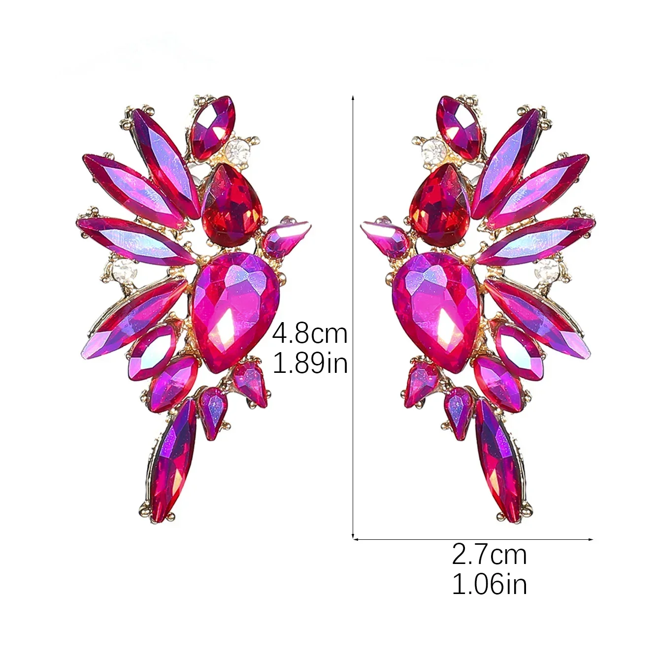 Роскошные темпераментные серьги из цветного стекла со стразами неправильной