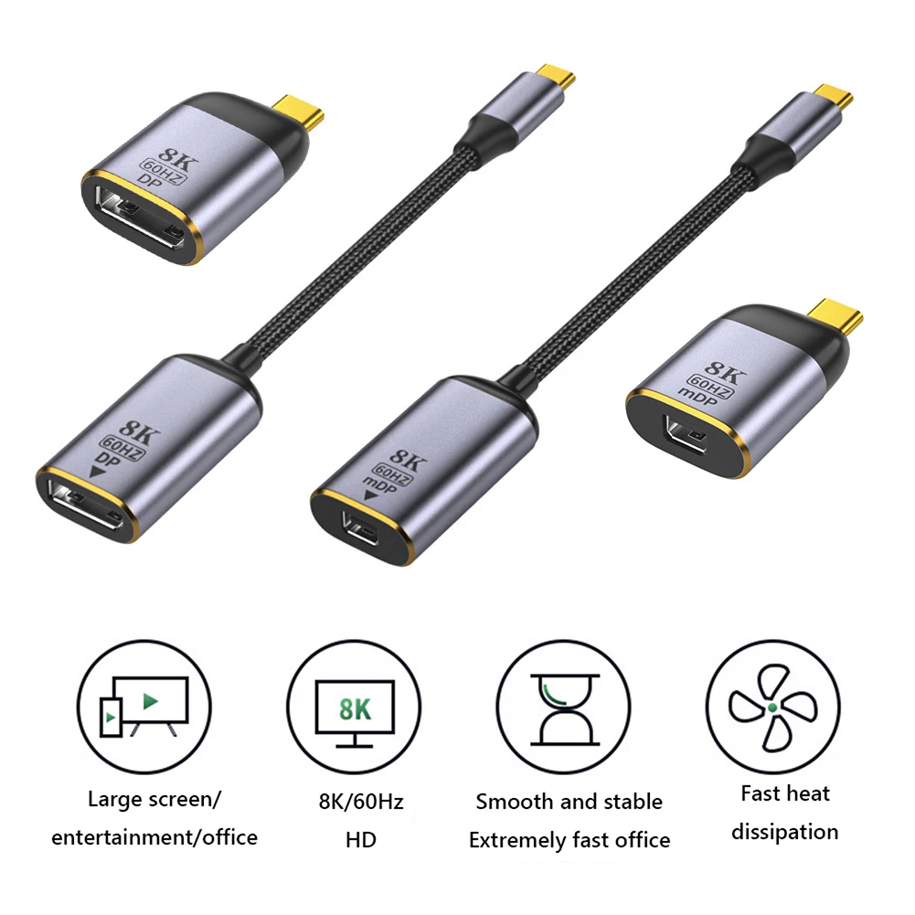

Переходник с USB C на разъем PD/Mini PD, переходник с двухсторонней проекцией, кабель-преобразователь из алюминиевого сплава в корпусе 8k 60 Гц