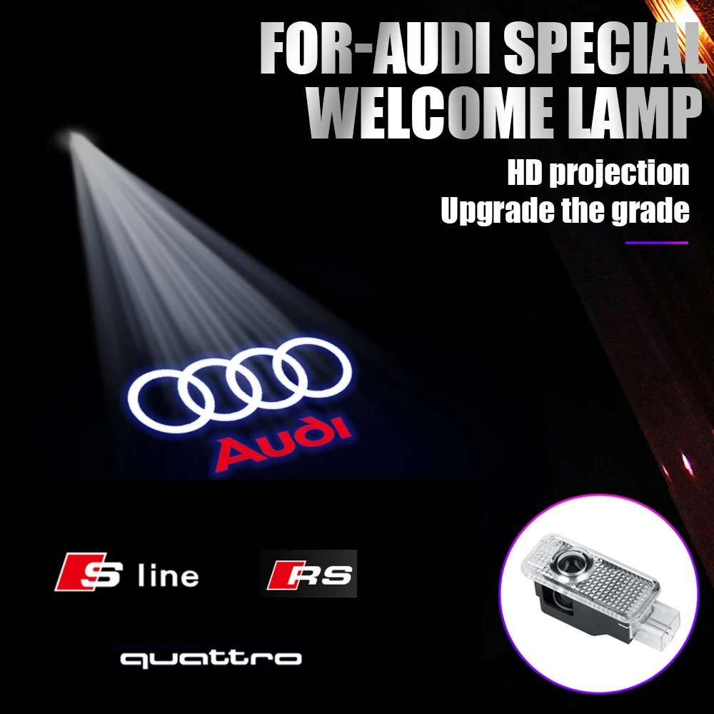 Проектор двери автомобиля HD Лазерная лампа для фотолампа Audi Sline quattro RS A3 8P 8L 8V A4 B8 B6