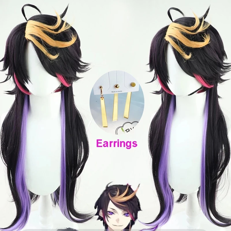 

Парик для косплея аниме Vtuber Shu yамино, искусственные волосы, серьги для косплея Шу ямино, длина 70 см, Хэллоуин, с шапочкой