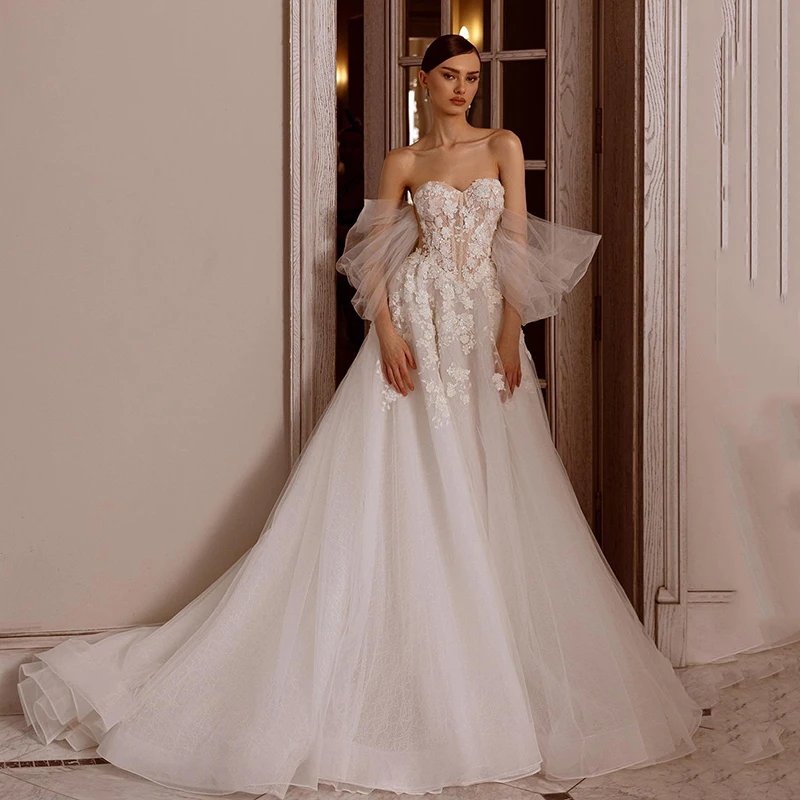 

Элегантные свадебные платья а-силуэта 2nd Tree, свадебное платье из фатина, цвет белый, фотосессия 2023