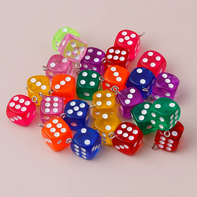 

10pcs/Set Cartoon 3D Dice Pendants Charms for Making Jewelry Crafting Cute Earrings Necklaces 9 Color Handmade Accessories