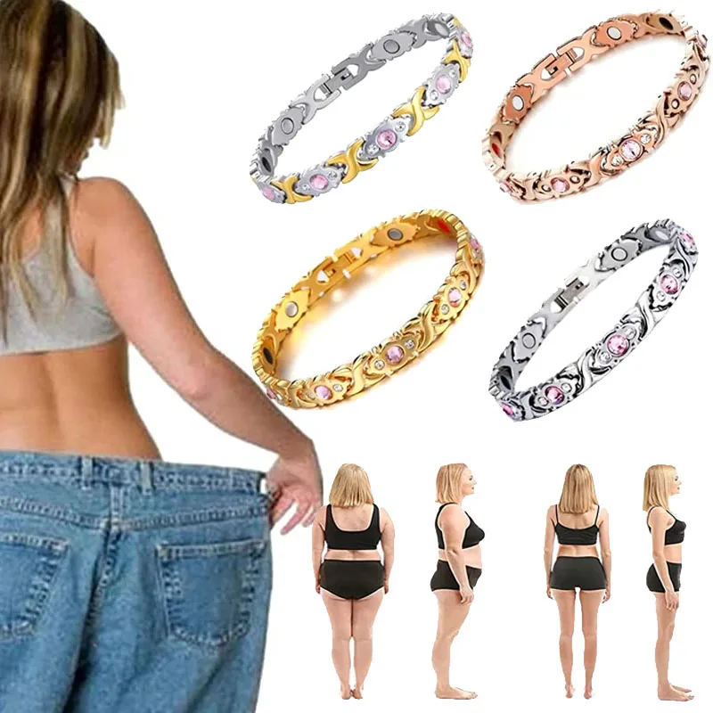 

Здоровый Магнитный Браслет для похудения, модные ювелирные изделия для женщин и мужчин, браслет для потери веса, звено, витая цепь, терапевт...