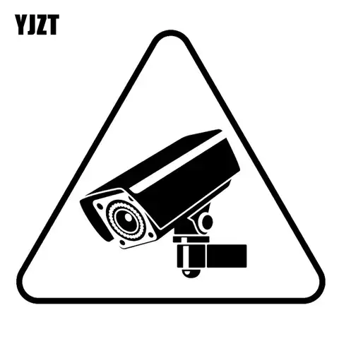 YJZT 13,4 см * 11,8 см крутой предупреПредупреждение ющий знак CCTV инструмент для камеры Виниловые черные/серебряные автомобильные наклейки