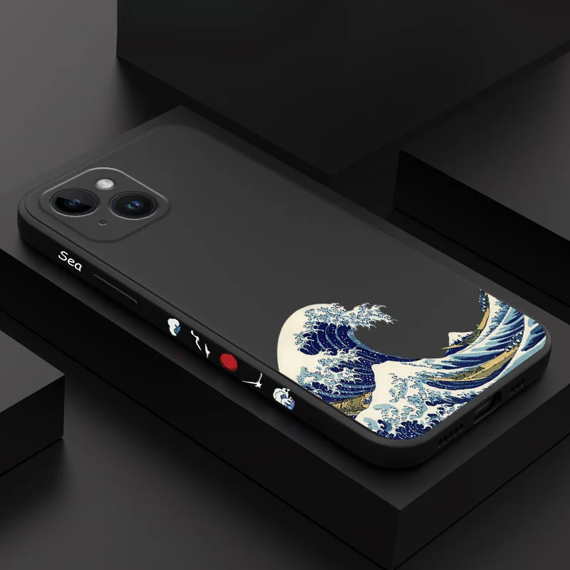 

Churning Waves Phone Case For iPhone 14 13 12 11 Plus Pro Max Mini X XR XS SE2020 8 7 6 6S Plus Liquid Silicone Cover