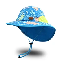 spring summer big brim sunshade hat printed sunscreen bucket hat protect childrens neck adjustable sun proof