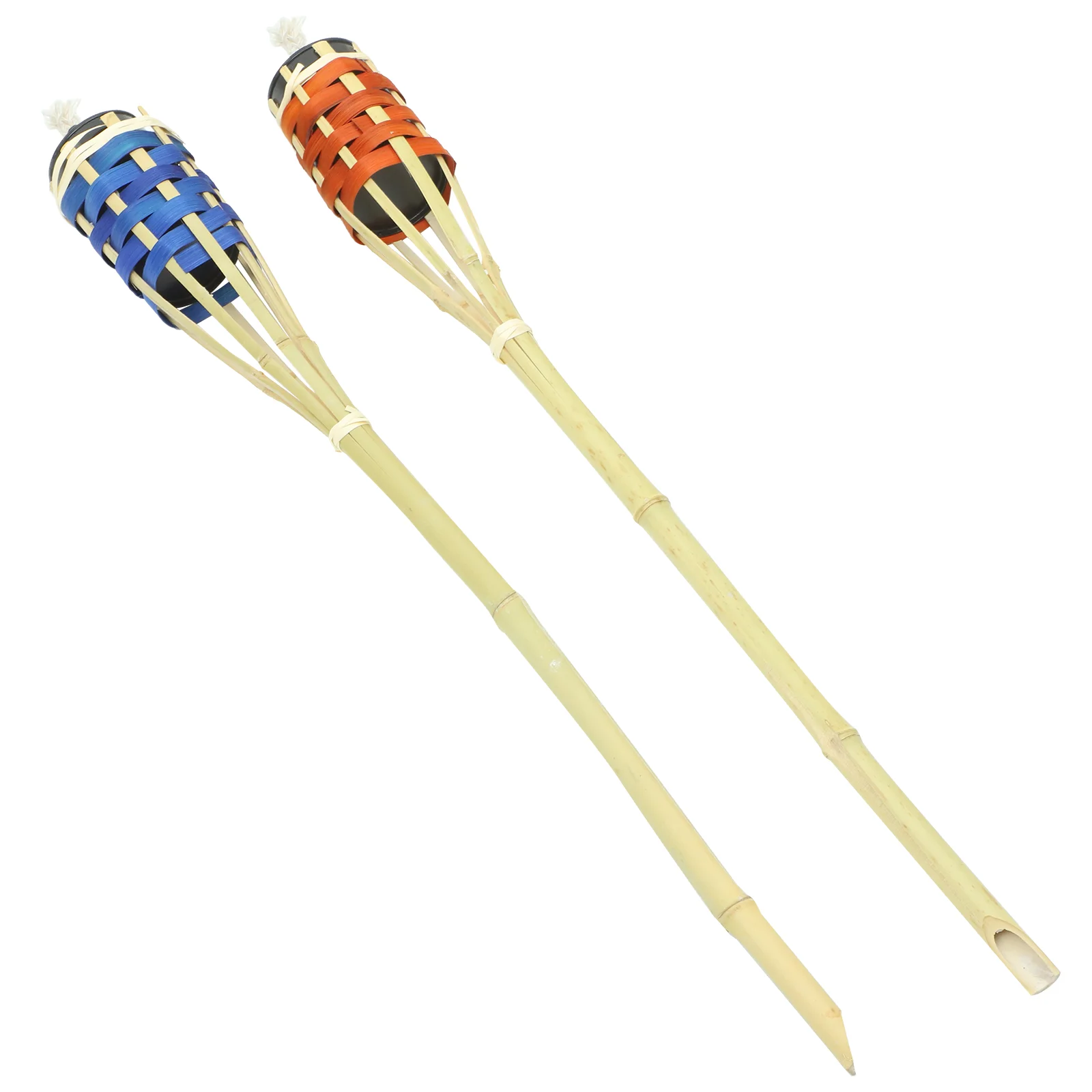 

2 Pcs Festival Layout Torch Major Pathway Light Yard Bamboo Woven Garden Oil Lamp 1