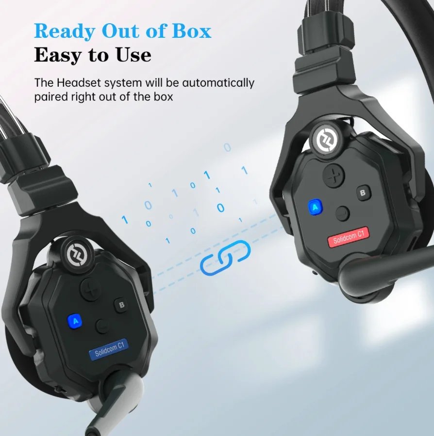 Hollyland Solidcom C1 Беспроводная связь по внутренней связи гарнитура с дистанционным