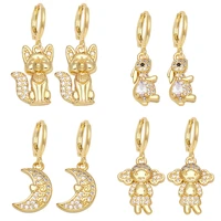 new cute animal drop earrings for elegant women 6 styles white zirconia dangle huggie earrings jewelry accessories gift