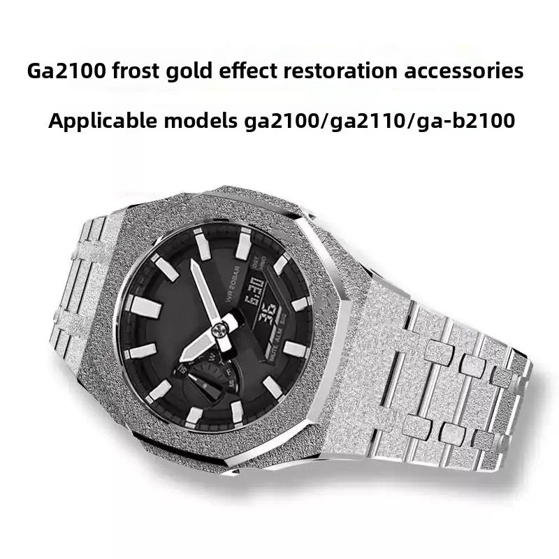 Фото Модификация GA2100, металлический мужской комплект модов «сделай сам», для Casio G-SHOCK GA-2100 GA-2110, корпус из нержавеющей стали, ремешок для часов, замена CasiOak №3