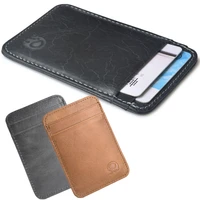 5 slots leather card case solid card holder card bag mini card wallet credit card cover portable solid color thin vertical