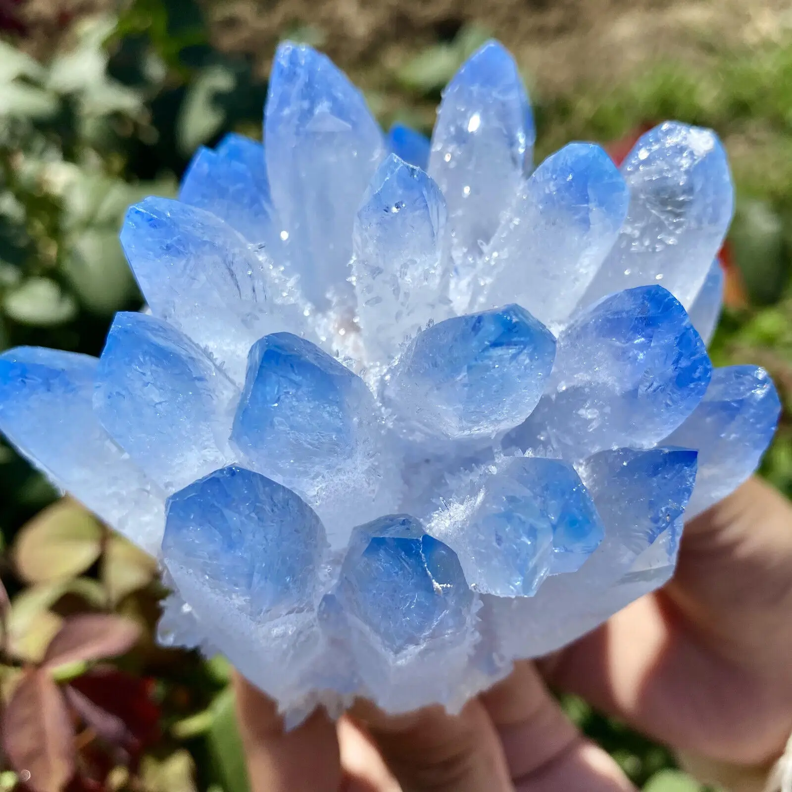 

Natural New Discovery Sky Blue Phantom Crystal Cluster Ore Specimen Energy Healing Home Office Decoration Craft Gifts Feng Shui
