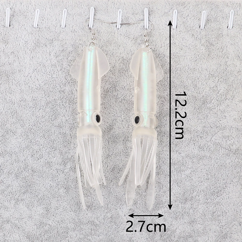 Серьги-подвески серебристые женские ювелирные украшения в форме кальмара