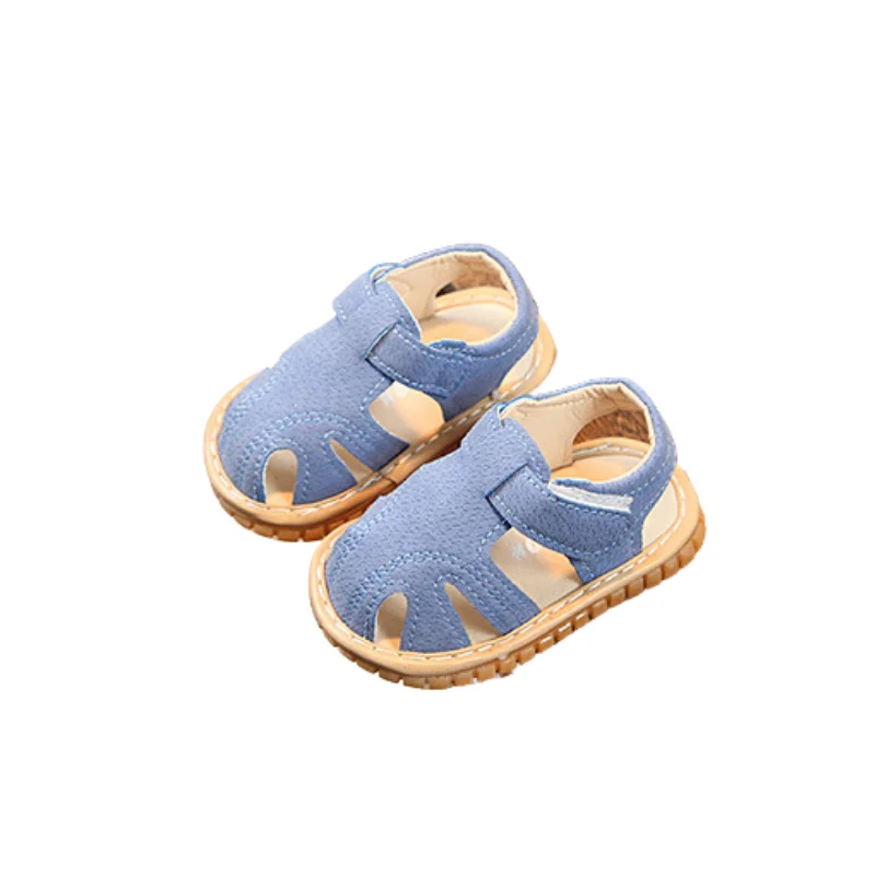 Boys Girls Summer Squeaky Sandals Closed-Toe Anti-Slip Rubber Sole Infant Toddler First Walkers Shoes Soft Newborn Baby Sandals