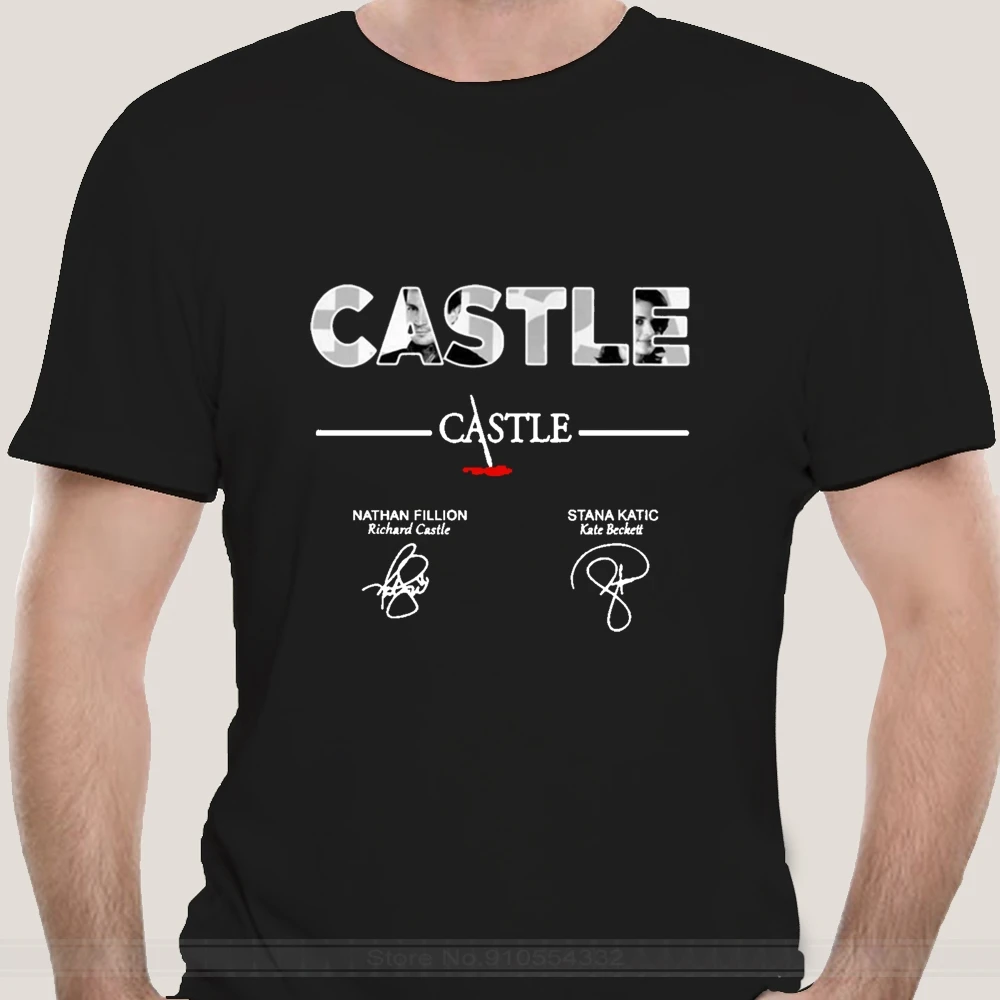 Футболка из сериала Замок Nathan Fillion-Stana Katic Signatures черная мужская красочная футболка