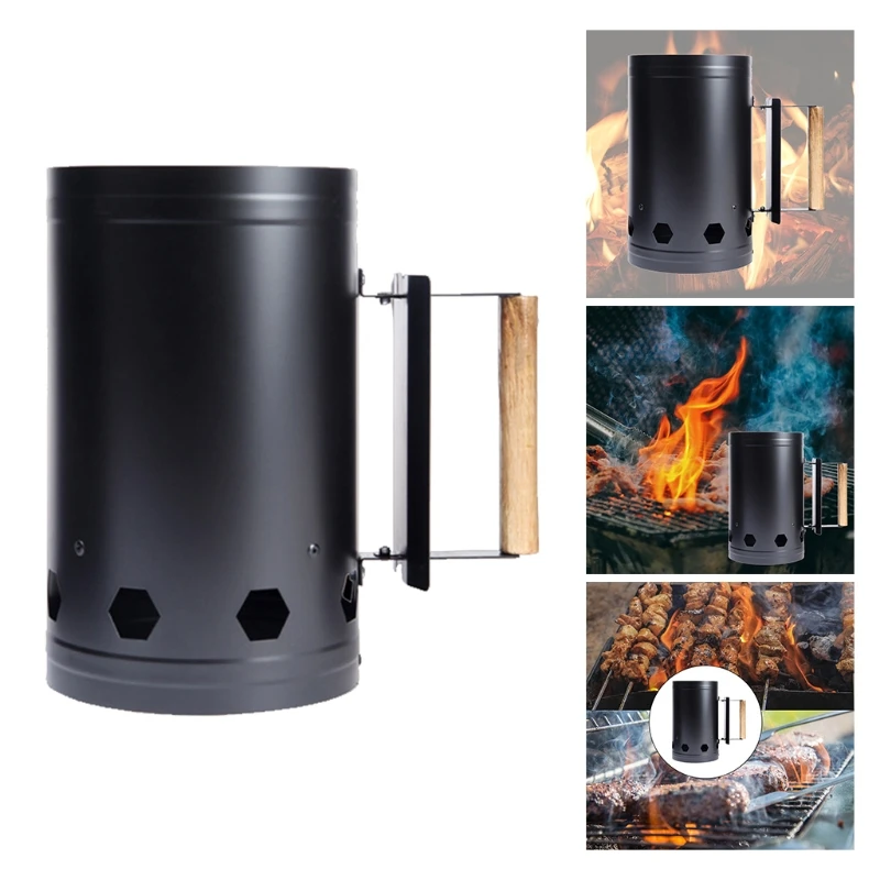 

Fast Fire Starter Bucket Stainless Steel Ignition Charcoal Barrel Outdoor BBQ T21C