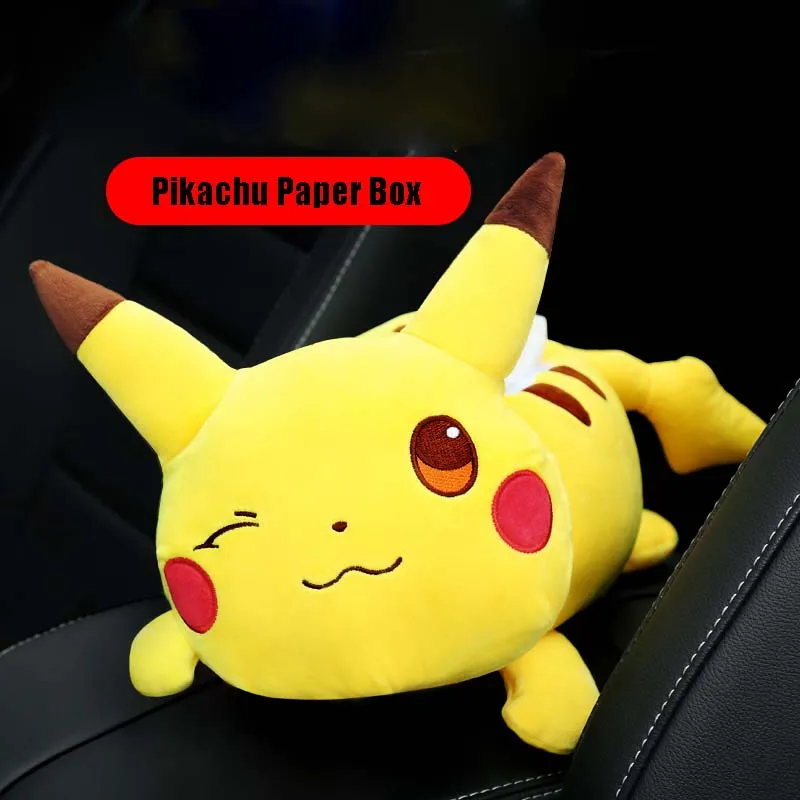 

Paper Box Pikachu Kawaii Creative Cute Car Tissue Box Anime Character Fashion Cartoon Car Doll Hanging Paper Box Surprise Gift