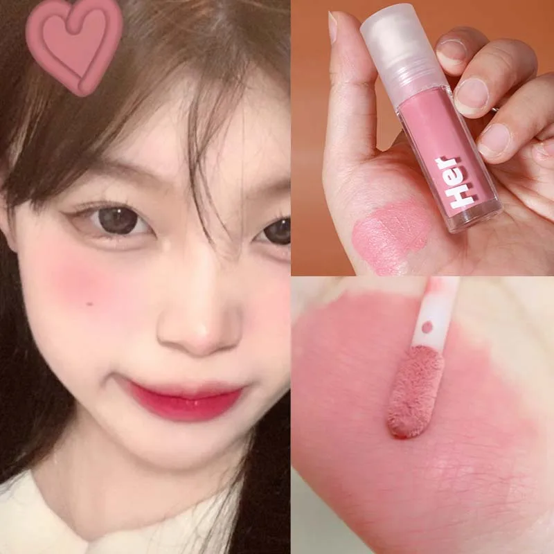 

Velvet Matte Liquid Blush Eye Shadow Pigment Face Makeup Lasting Brightens Skin Orange Peach Blush Waterproof Facial Cosmetics