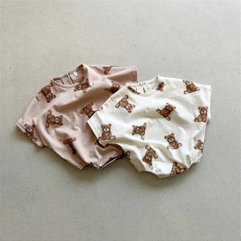 

2022 0-2Y Summer Newborn Baby Clothes One Piece Infant Boy and Girl Bear Bodysuits Short Sleeve Baby Clothing