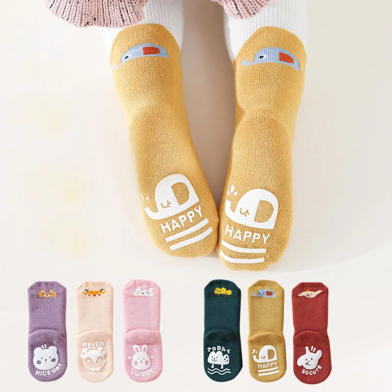 

Cute Baby Socks Kids Non-Slip Floor Socks Autumn Winter Terry Thicken Newborn Warm Tube Socks Anti-Slip Children Cartoon Socka
