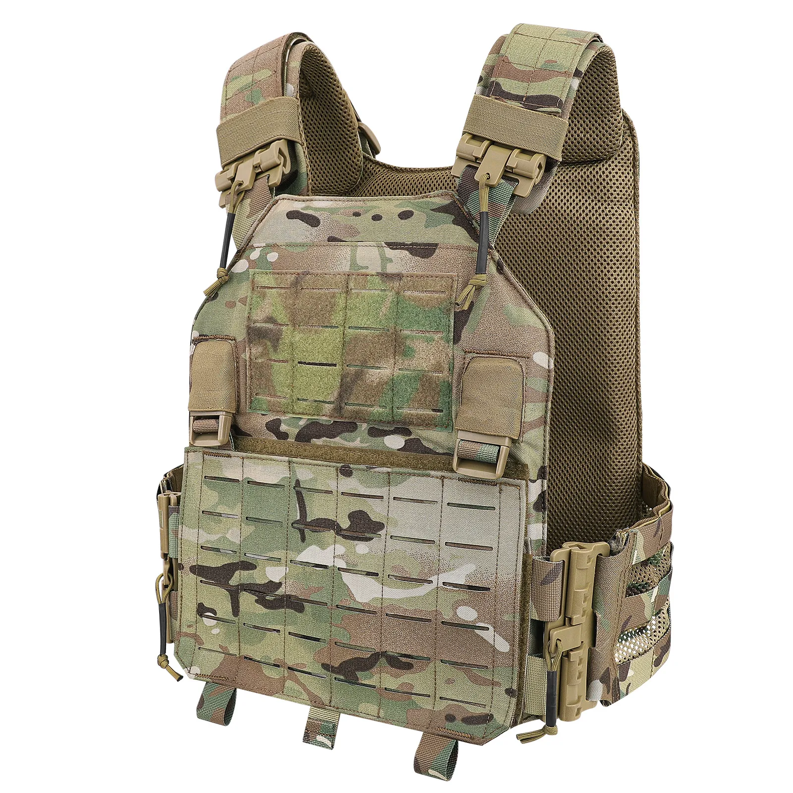 

Тактический жилет KRYDEX 500D, переноска пластин с лазером, с панелью MOLLE, быстросъемный, пуленепробиваемый военный жилет на плечо