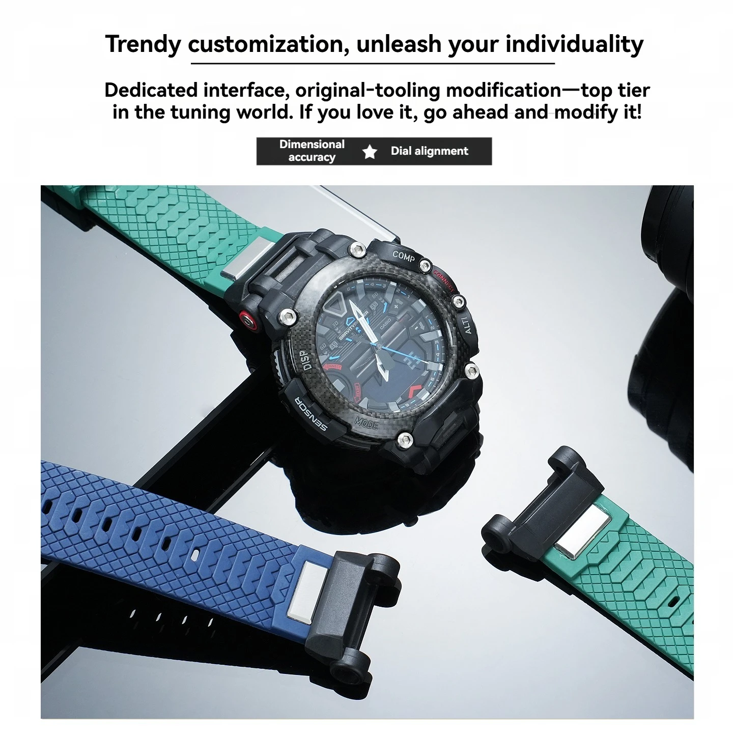 Фото Ремешок GR-B200 FKM, подходит для Casio G-SHOCK 5635 серии GR-B200, водонепроницаемый спортивный ремешок из фторкаучука. №2